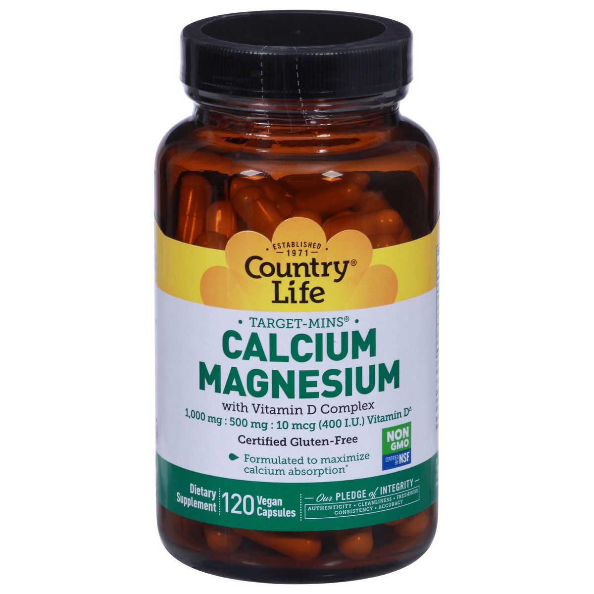 slide 1 of 1, Country Life Target-Mins Calcium Magnesium with Vitamin D Complex 120 Vegan Capsules, 120 ct