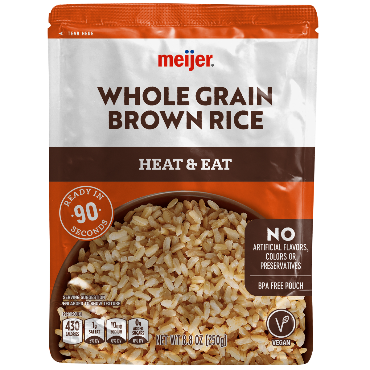 slide 1 of 5, Meijer 90second Rice Whl Grain Brwn, 8.8 oz