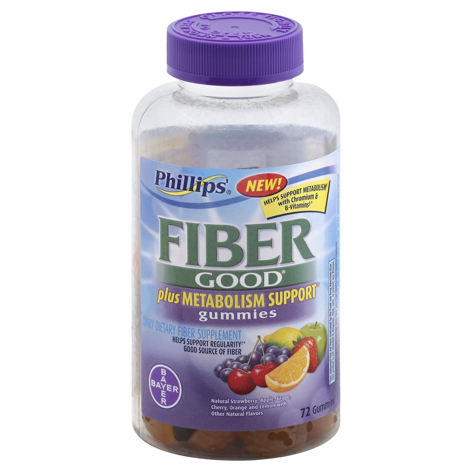 slide 1 of 3, Phillips' Daily Care Fiber Good Gummies Plus Metabolism Support, 72 ct