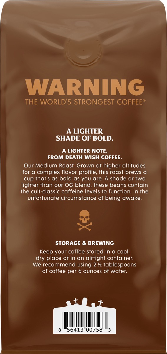 slide 2 of 6, Death Wish Coffee Co. Death Wish Coffee, Organic and Fair Trade, Medium Roast, Ground Coffee, 16 oz, 16 oz