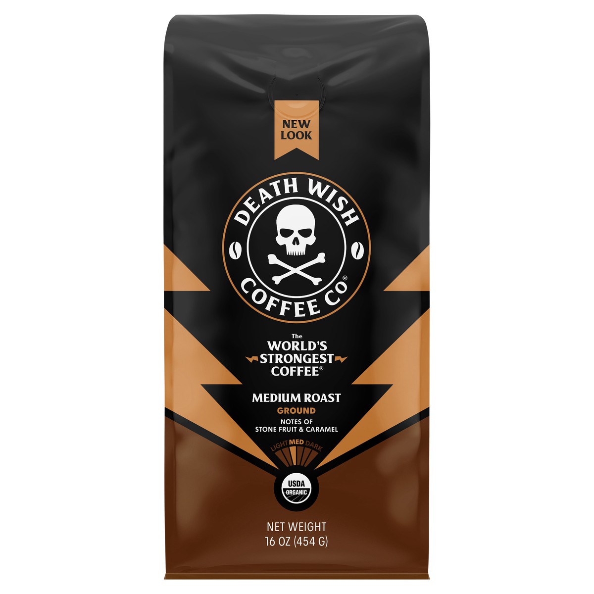 slide 1 of 6, Death Wish Coffee Co. Death Wish Coffee, Organic and Fair Trade, Medium Roast, Ground Coffee, 16 oz, 16 oz