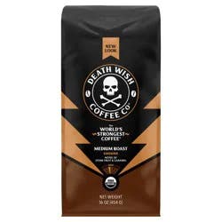 Death Wish Coffee Co. Death Wish Coffee, Organic and Fair Trade, Medium Roast, Ground Coffee, 16 oz