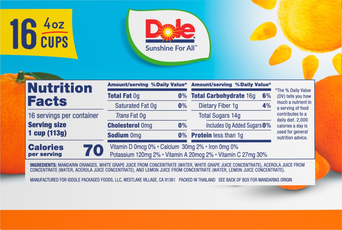 slide 9 of 9, Dole Mandarin Oranges, 16 ct