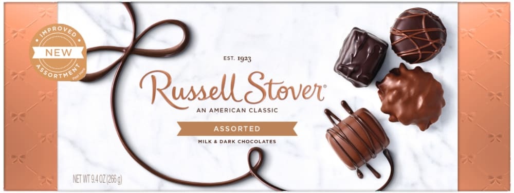 slide 1 of 1, Russell Stover Assorted Milk & Dark Chocolates, 9.4 oz