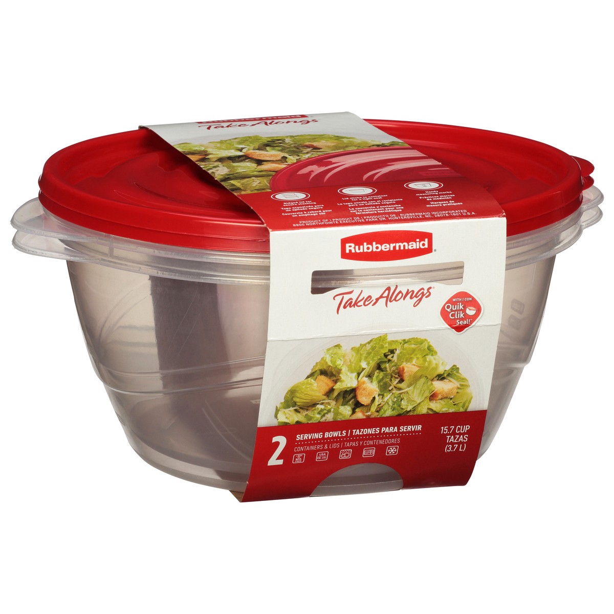 slide 2 of 9, Rubbermaid Take Alongs 15.7 Cups Containers & Lids Serving Bowls 2 ea, 2 ct