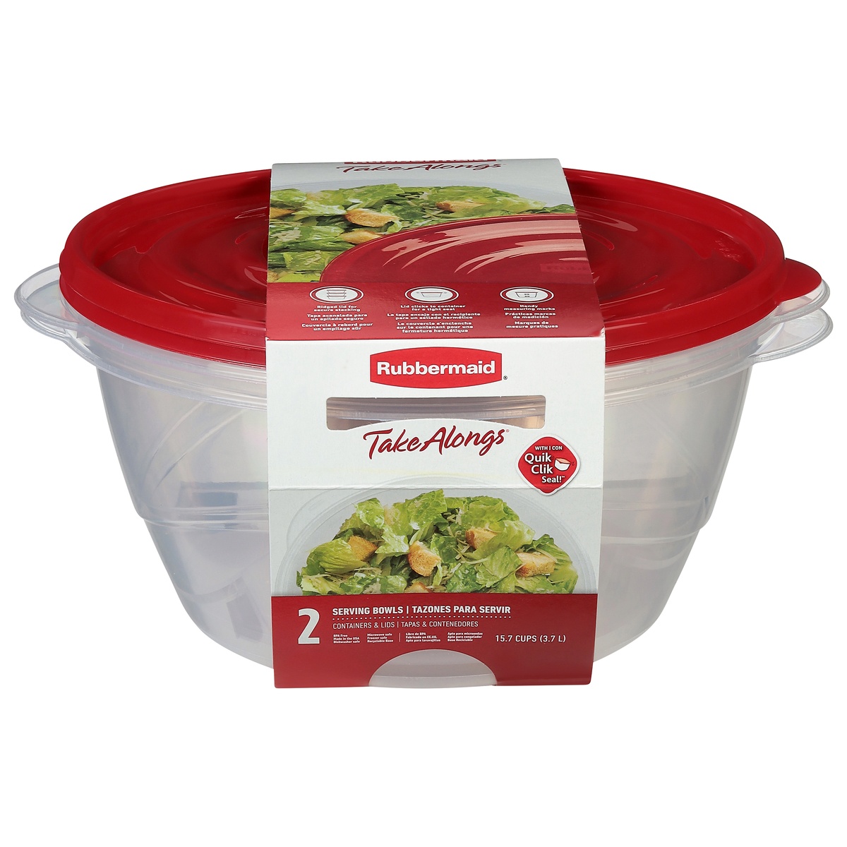 slide 1 of 1, Rubbermaid Takealongs Serving Bowl Chiliclear, 2 ct