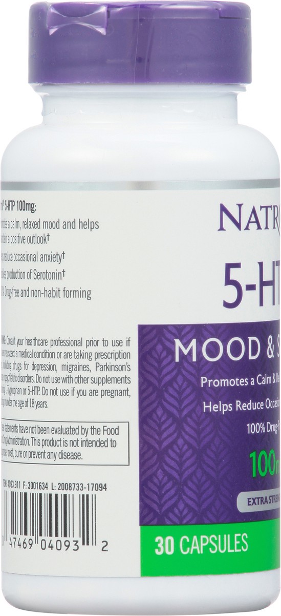 slide 10 of 14, Natrol 5-HTP Promotes a Calm, Relaxed Mood, Drug Free, 100mg, 30 Capsules, 30 ct; 100 mg