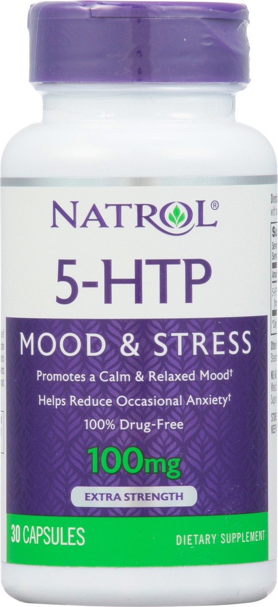 slide 13 of 14, Natrol 5-HTP Promotes a Calm, Relaxed Mood, Drug Free, 100mg, 30 Capsules, 30 ct; 100 mg