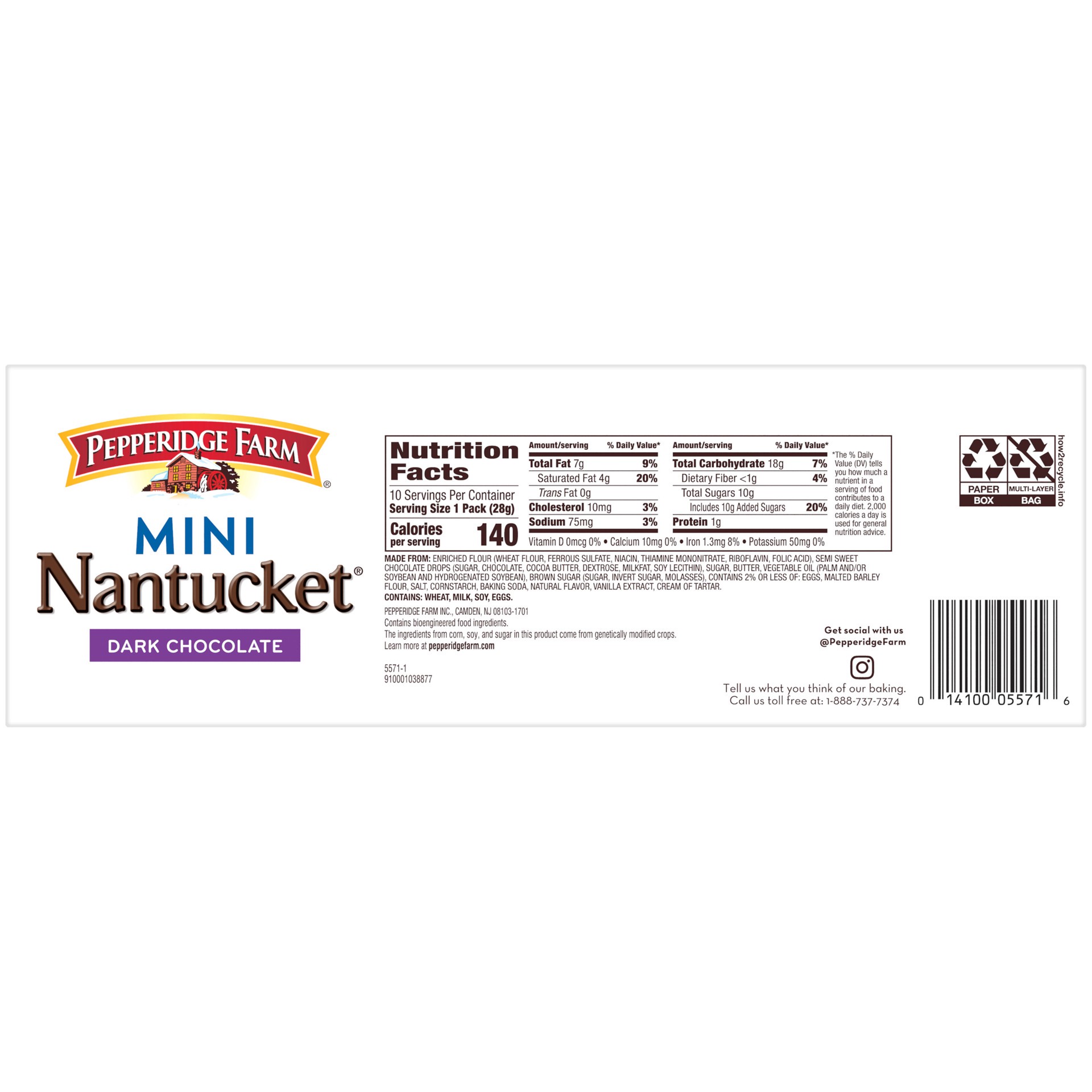 slide 2 of 6, Pepperidge Farms Cookie Nantckt Mini 10Pk, 10 oz