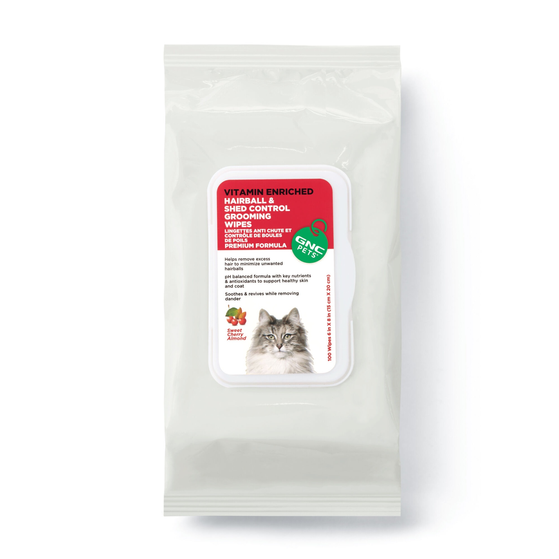 slide 1 of 1, GNC Pets Hairball & Shed Control Grooming Wipes- Sweet Cherry Almond, 100 ct