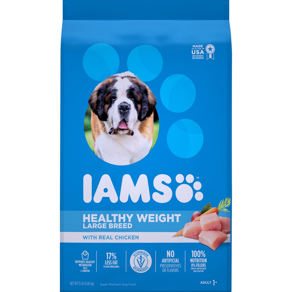 slide 1 of 1, IAMS Proactive Health Healthy Weight Large Breed Adult Dog Food, 15 lb