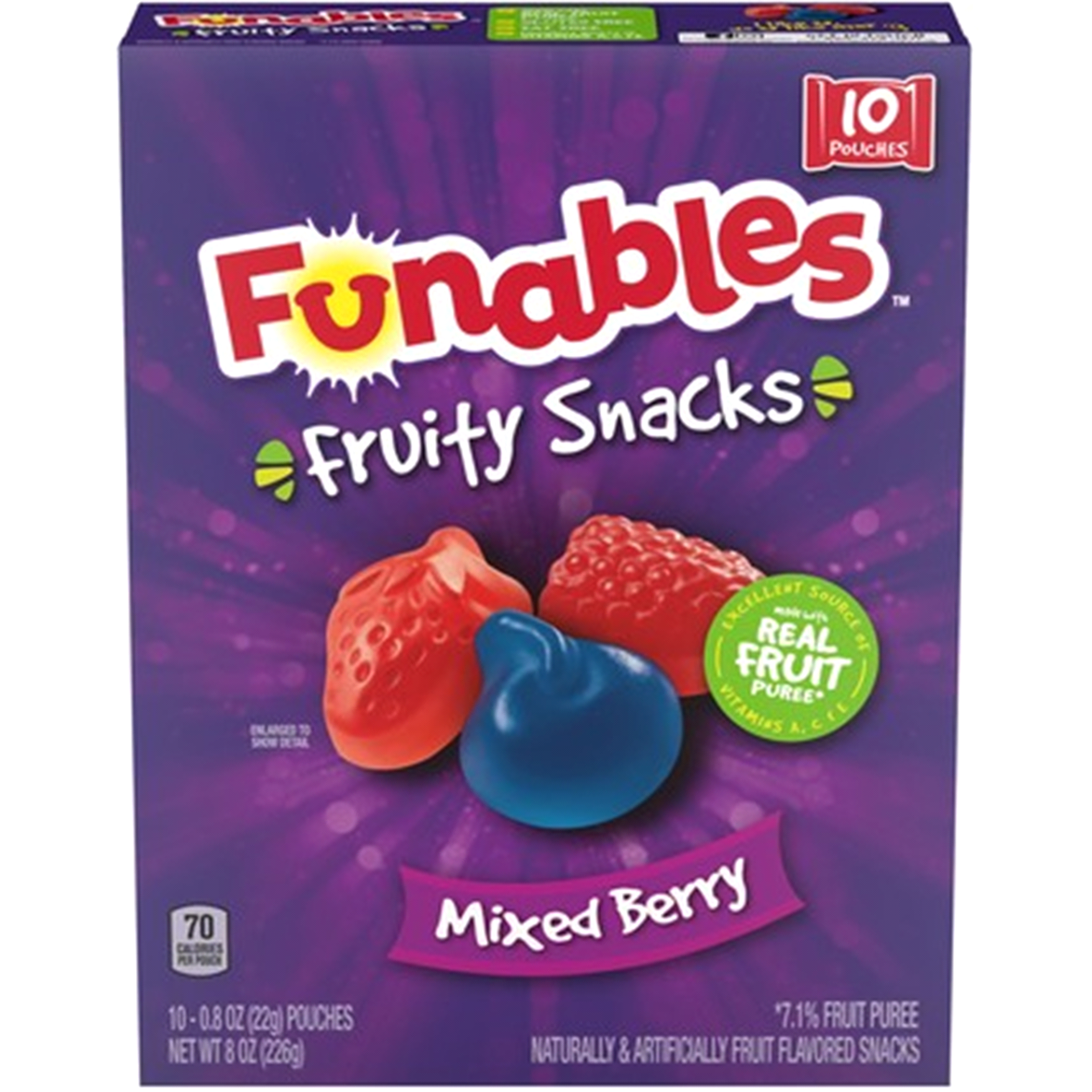 slide 1 of 1, Funables Mixed Berry Fruity Snacks 10 - 0.8 oz Pouches, 10 ct