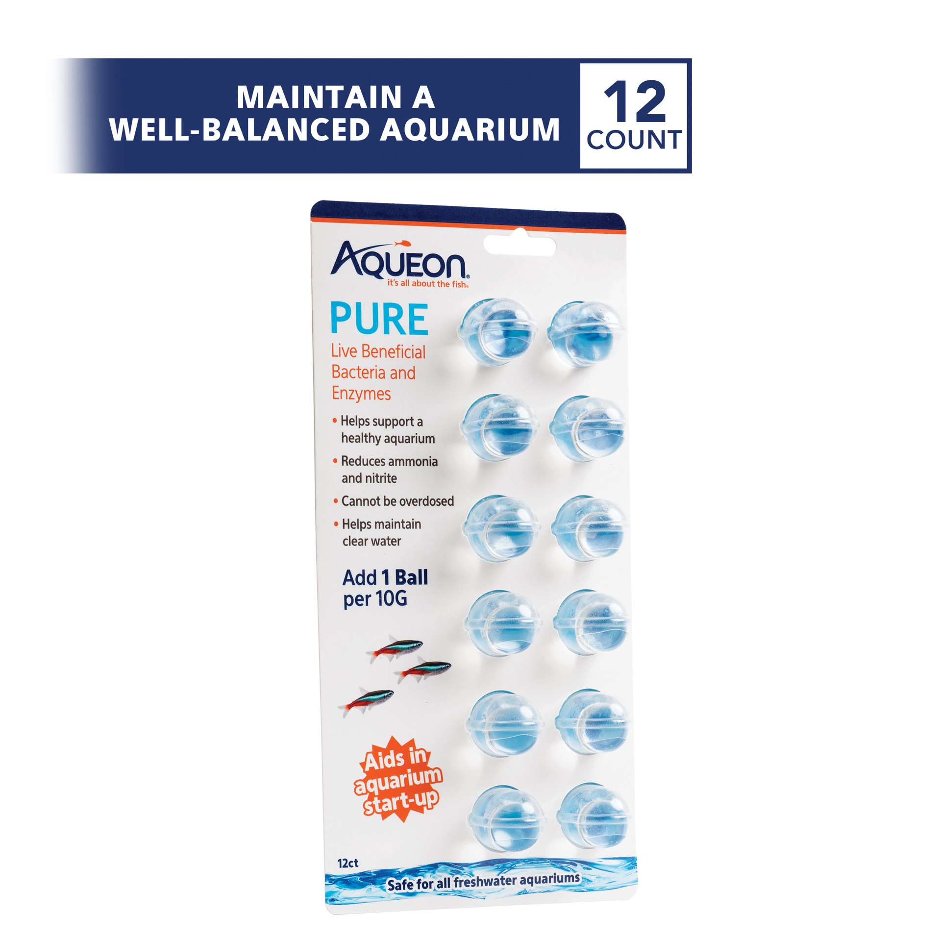 slide 10 of 10, Aqueon Pure Bacteria Supplement, 12 Pack, 10 Gallon, 1 ct