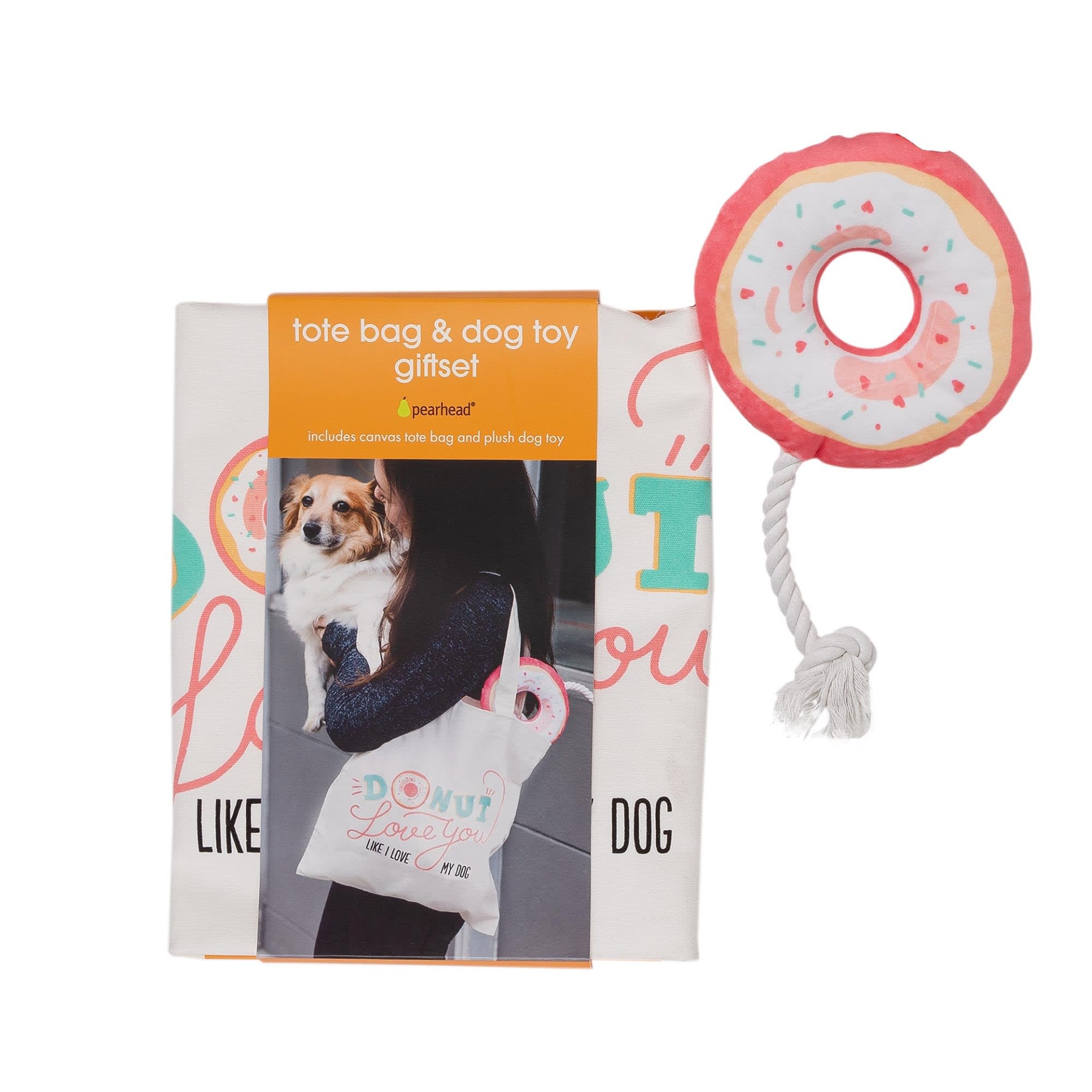 slide 1 of 1, Pearhead Pet Tote Bag and Donut Dog Toy Set, 1 ct