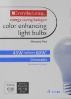 slide 1 of 1, Everyday Living 43-Watt Halogen Color-Enhancing Light Bulbs, 4 ct