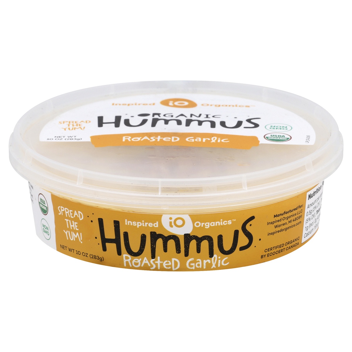 slide 1 of 1, Inspired Organics Roasted Garlic Hummus, 10 oz