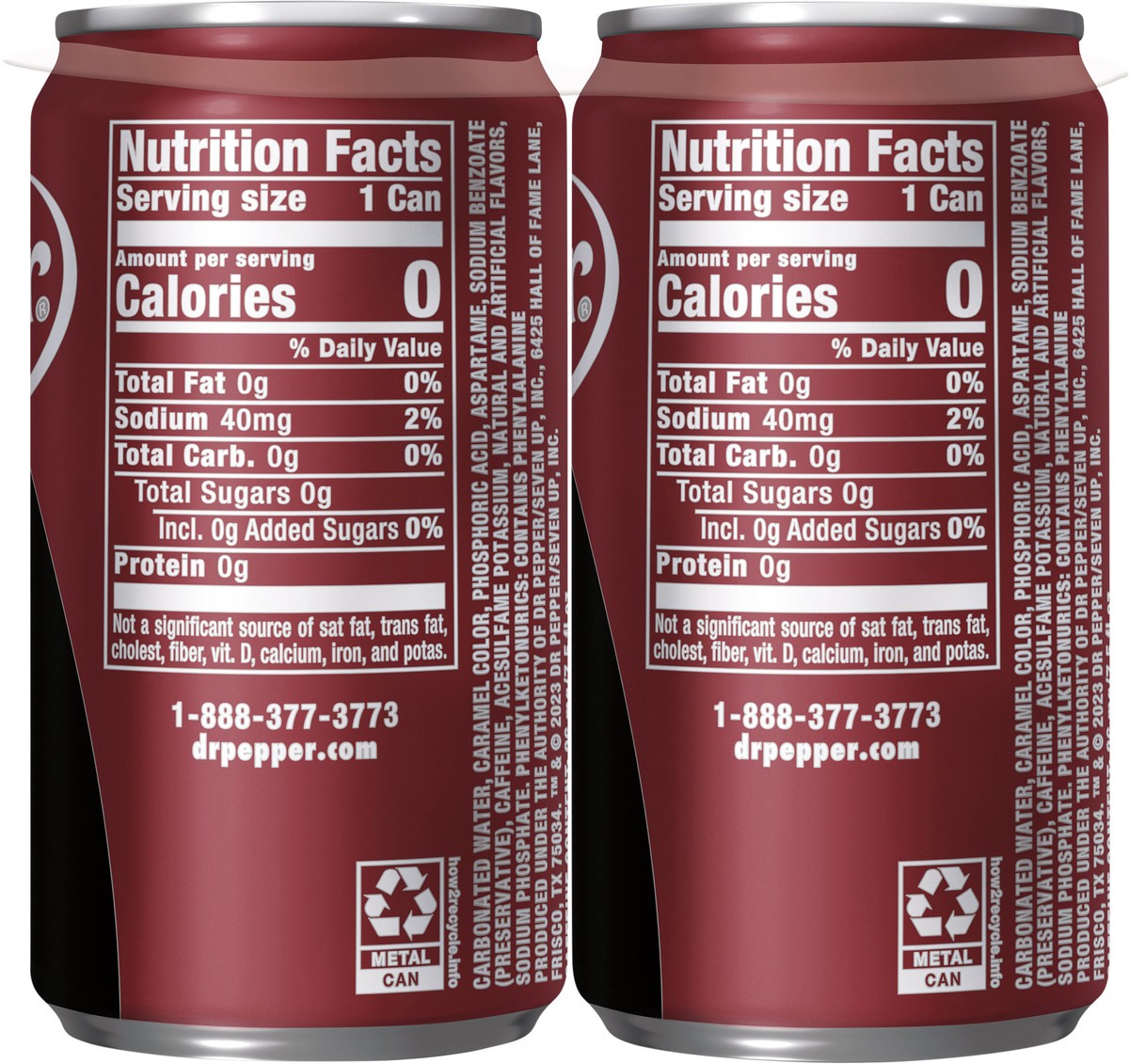 slide 6 of 13, Dr Pepper Zero Sugar Soda, 7.5 fl oz mini cans, 6 pack, 6 ct; 7.5 fl oz