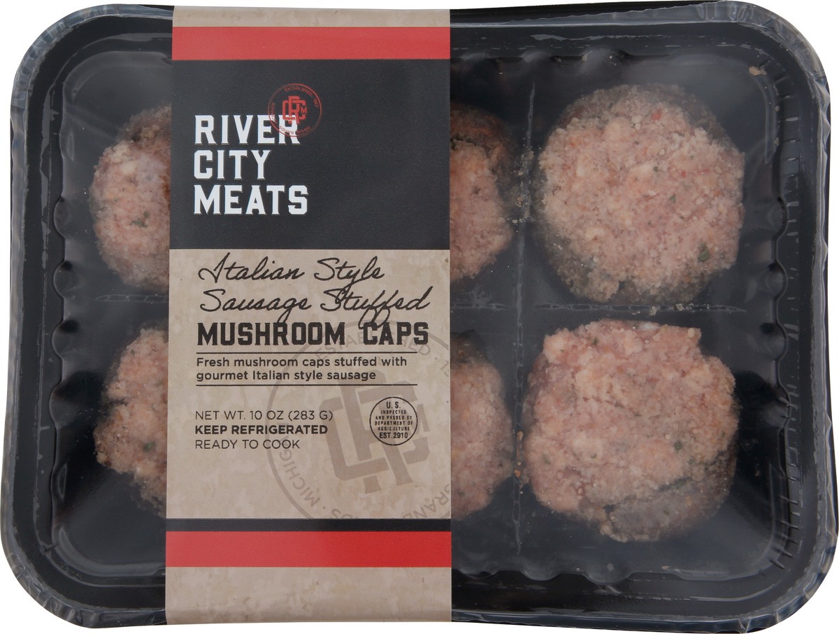 slide 3 of 6, River City Meats Italian Style Sausage Stuffed Mushroom Caps 10 oz, 10 oz