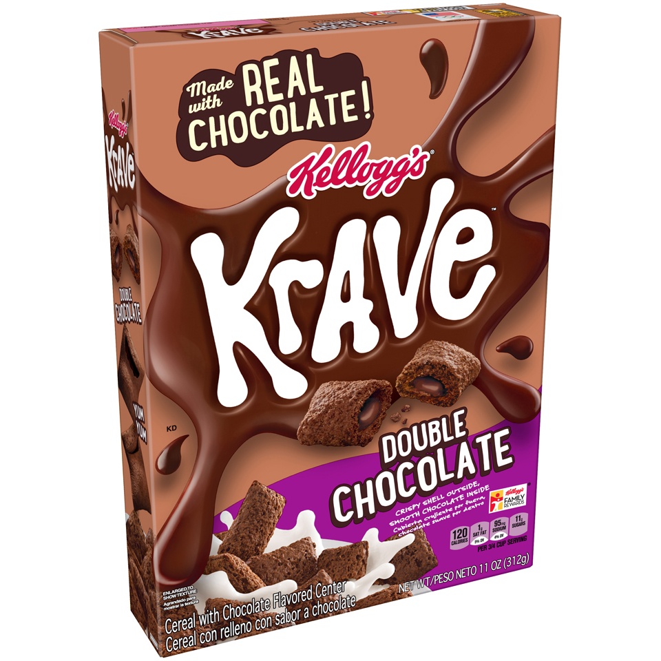 slide 2 of 7, Kellogg's Krave Double Chocolate Breakfast Cereal, 11 oz