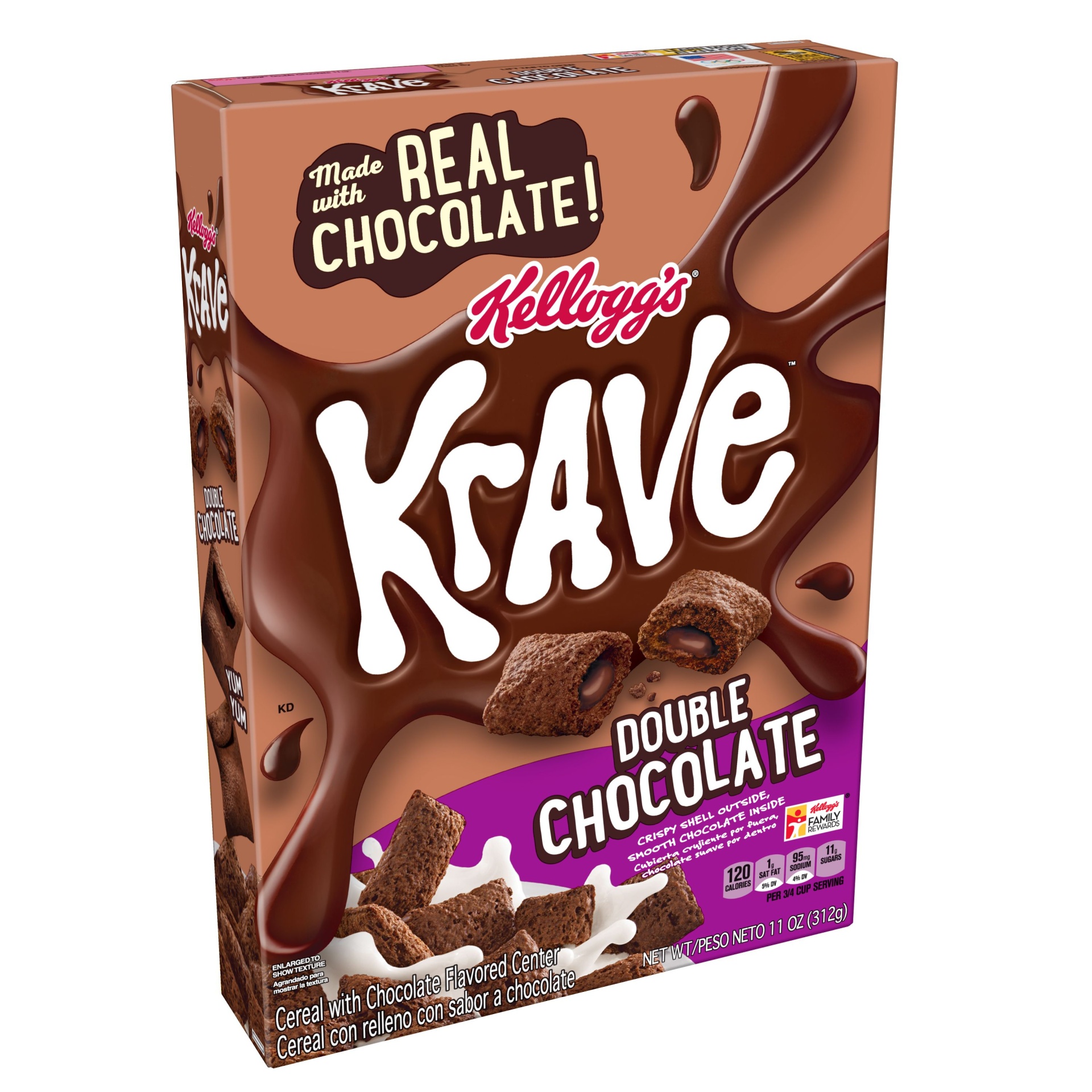 slide 1 of 7, Kellogg's Krave Double Chocolate Breakfast Cereal, 11 oz