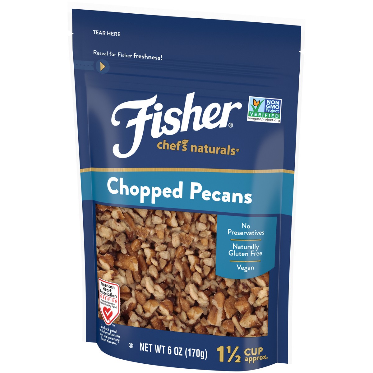 slide 5 of 14, Fisher Chef's Naturals Chopped Pecans 6 oz. Bag, 6 oz