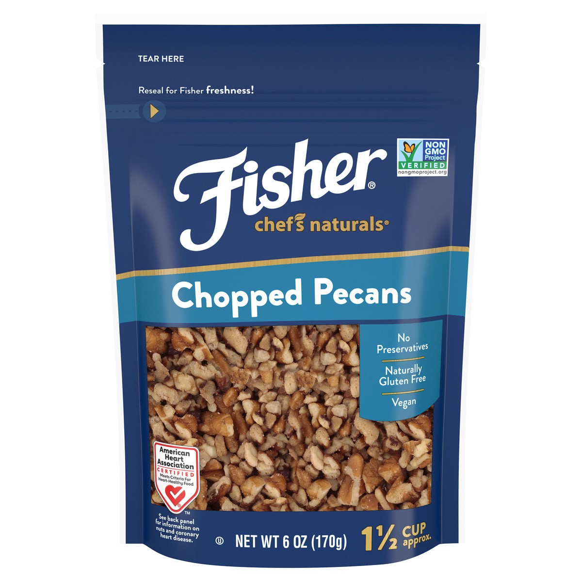 slide 10 of 14, Fisher Chef's Naturals Chopped Pecans 6 oz. Bag, 6 oz