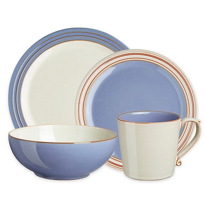 slide 1 of 2, Denby Heritage Fountain Place Setting - Blue, 4 ct