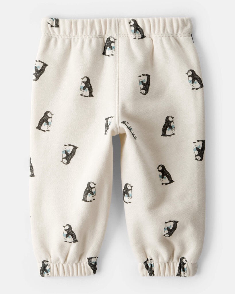slide 3 of 3, Carter's Baby Boy Penguin Print Fleece Pants - Cream Cream NB, 1 ct
