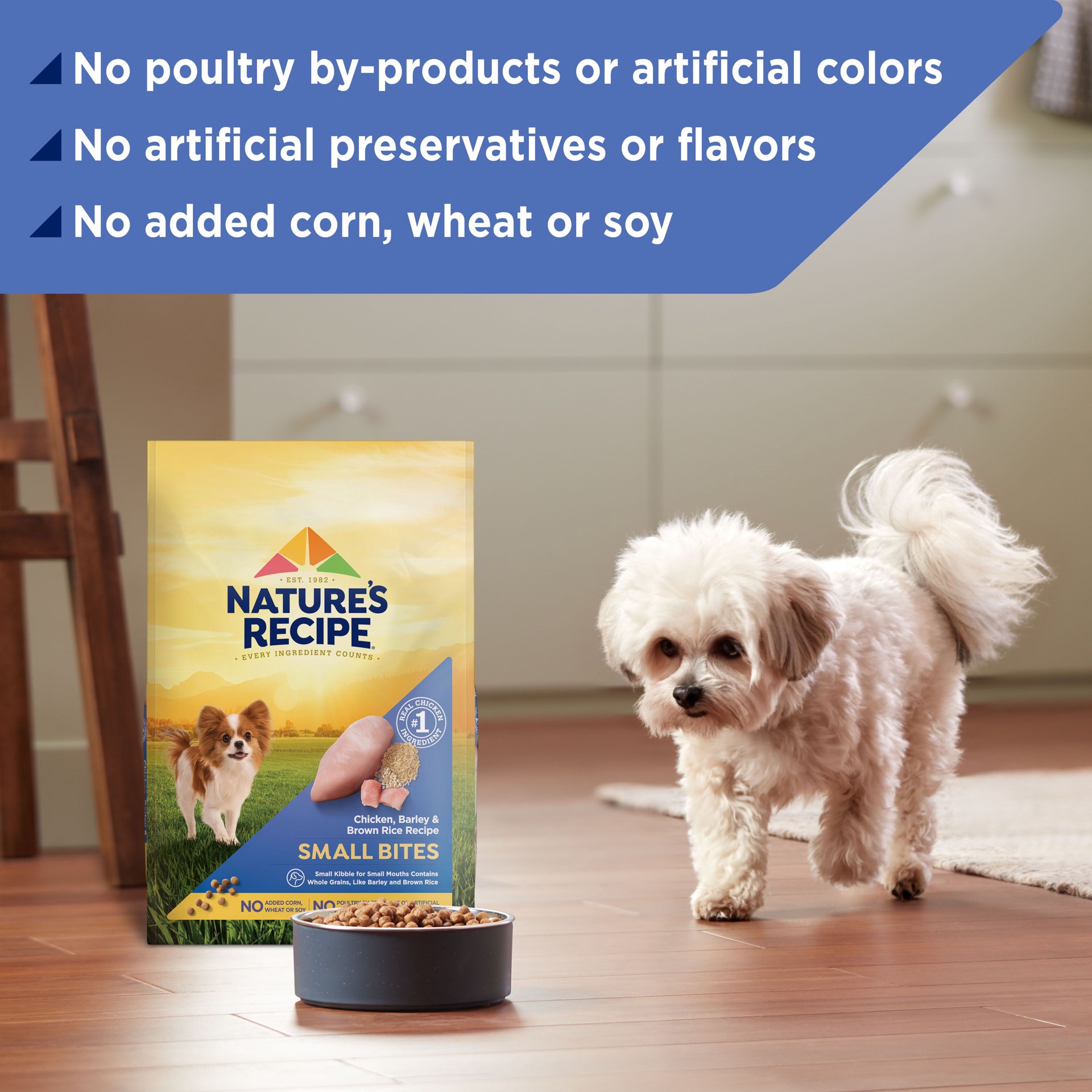 slide 3 of 9, Nature's Recipe Nature′s Recipe Small Bites Chicken, Barley & Brown Rice Recipe Dry Dog Food, 4 lb. Bag, 4 lb