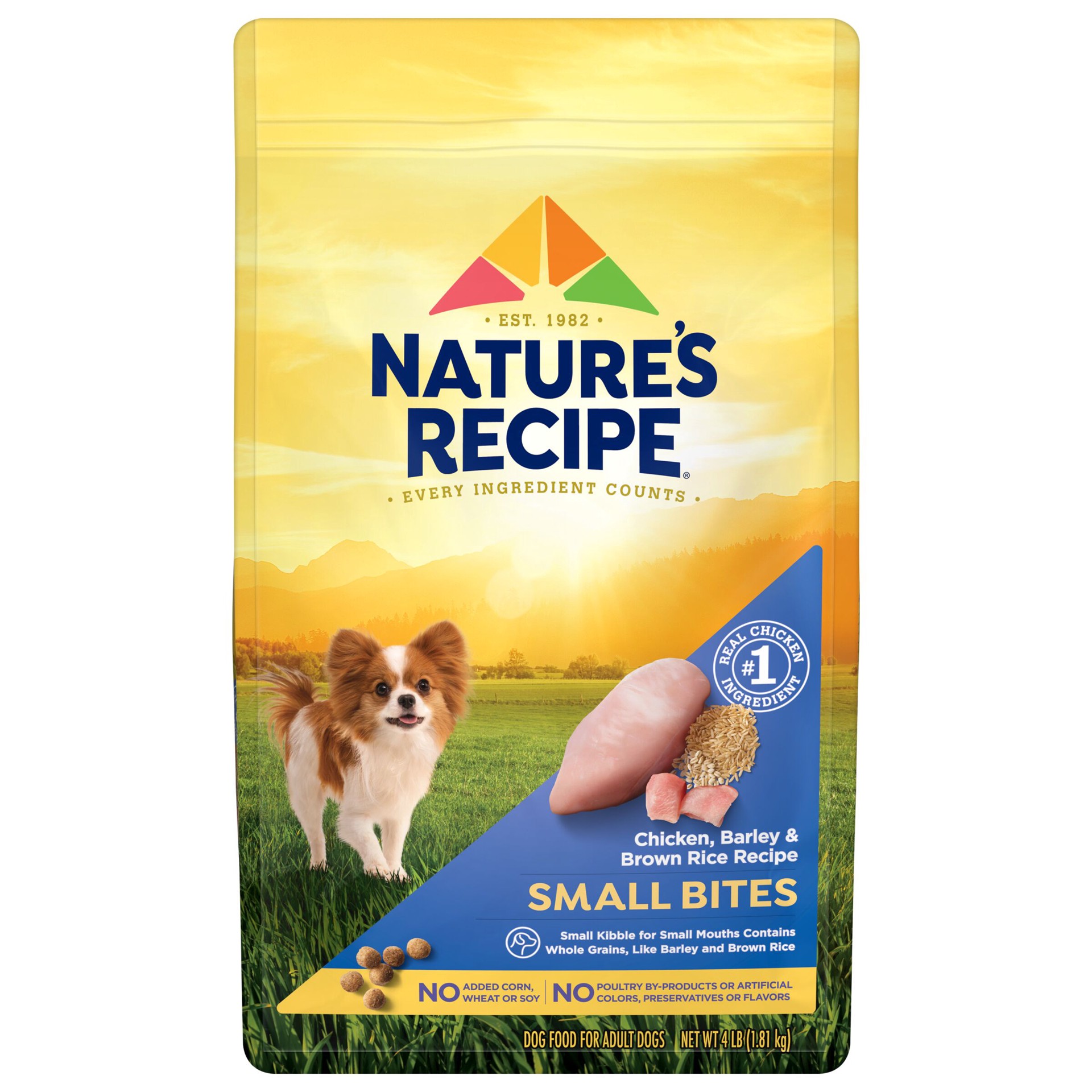 slide 1 of 9, Nature's Recipe Nature′s Recipe Small Bites Chicken, Barley & Brown Rice Recipe Dry Dog Food, 4 lb. Bag, 4 lb