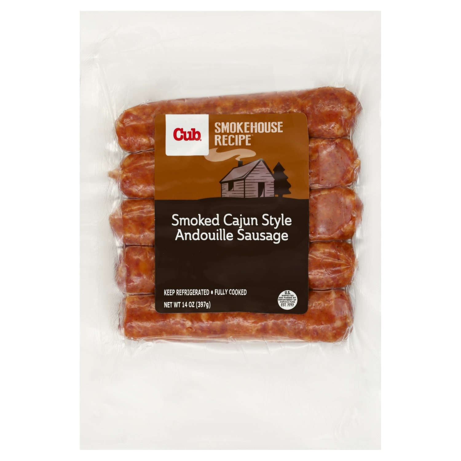 slide 1 of 1, Cub Andouille Sausage, Smoked Cajun Style, 14 Ounce, 14 oz