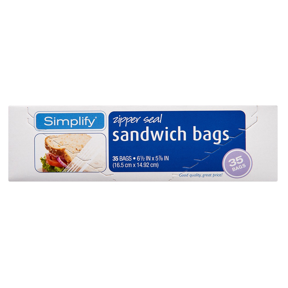 slide 1 of 2, Simplify Zipper Seal Sandwich Bags, 35 ct