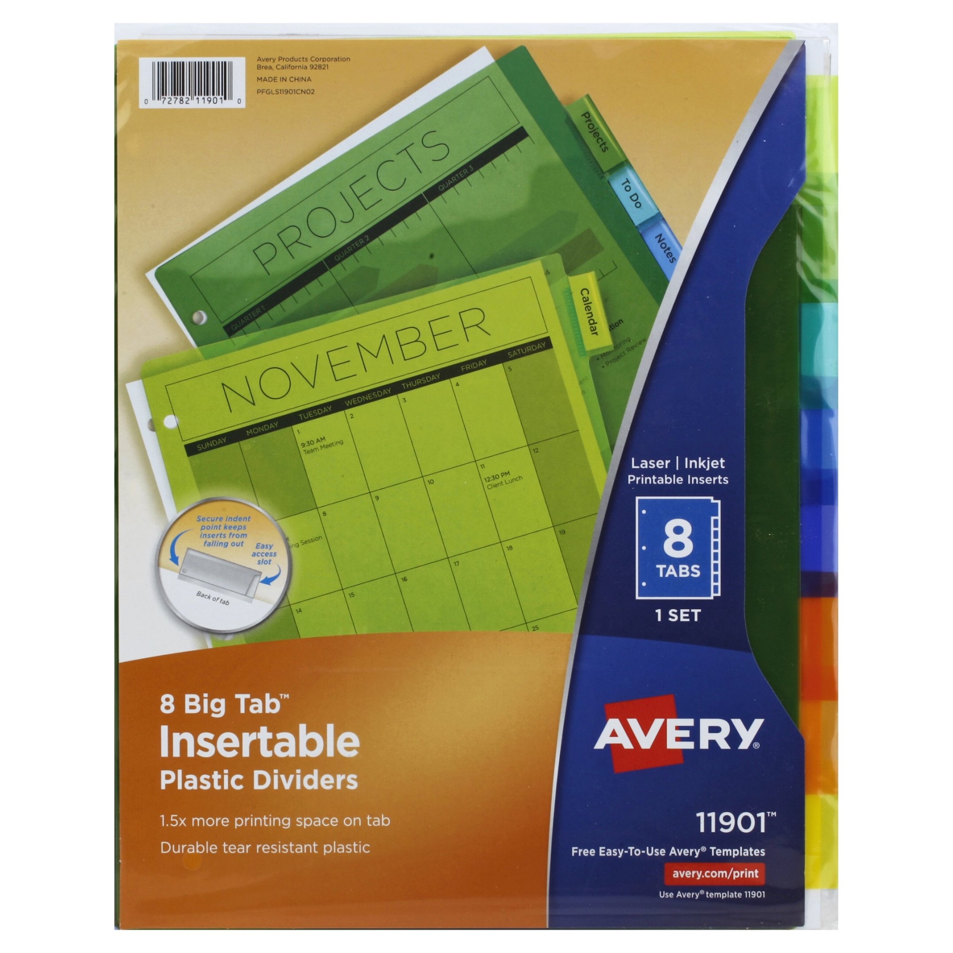 slide 1 of 1, Avery Big Tab Insertable Plastic Dividers, 8 ct