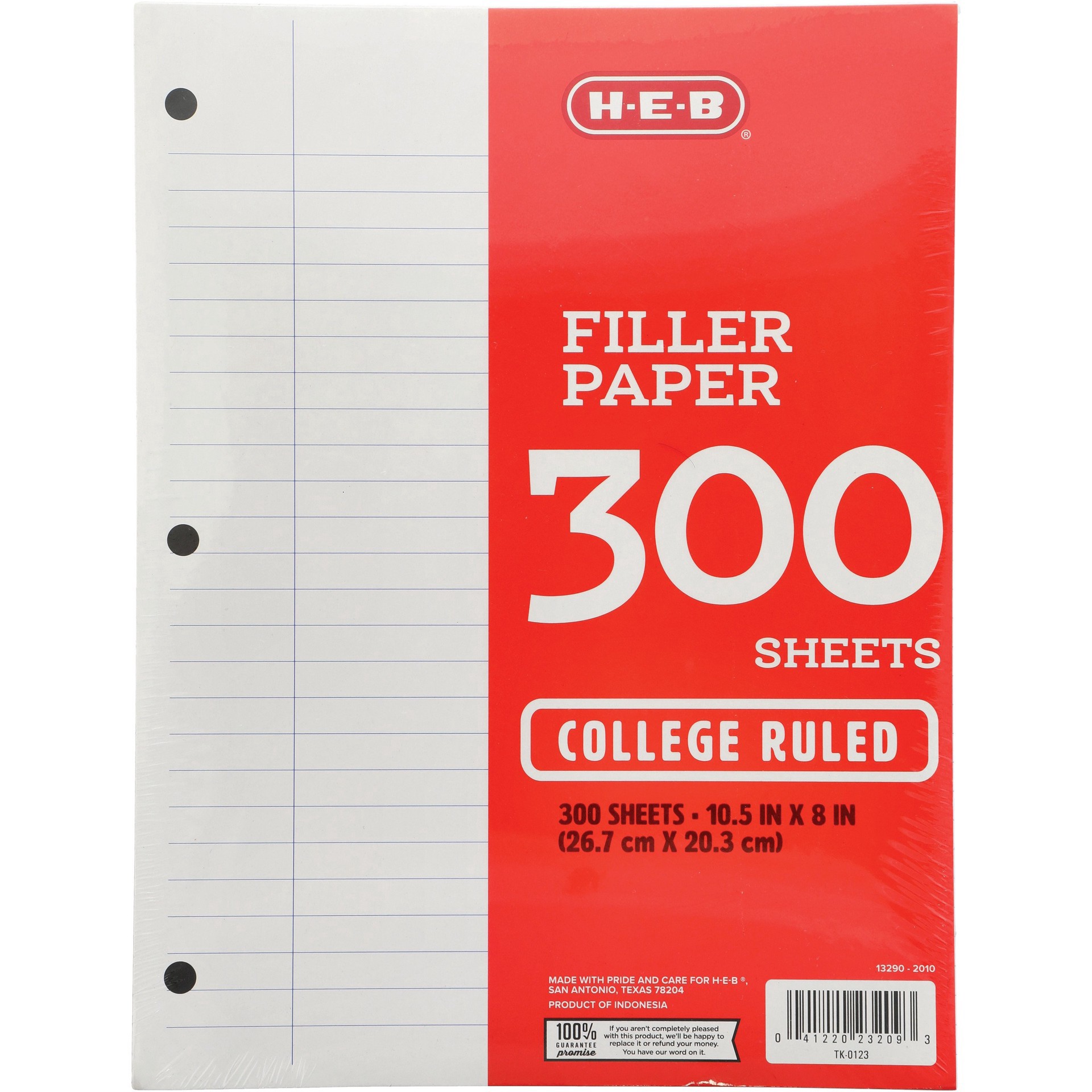 slide 1 of 1, H-E-B College Ruled Filler Paper, 300 ct