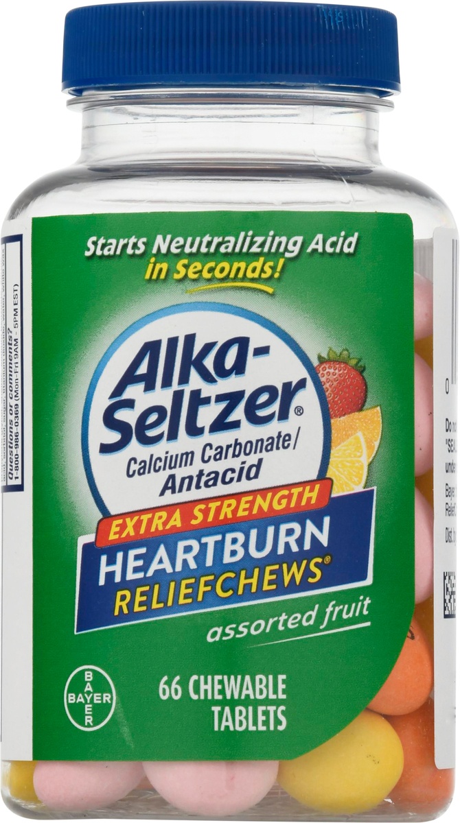 slide 8 of 10, Alka-Seltzer Extra Strength Heartburn Relief Chews, Assorted Fruits, 66 ct