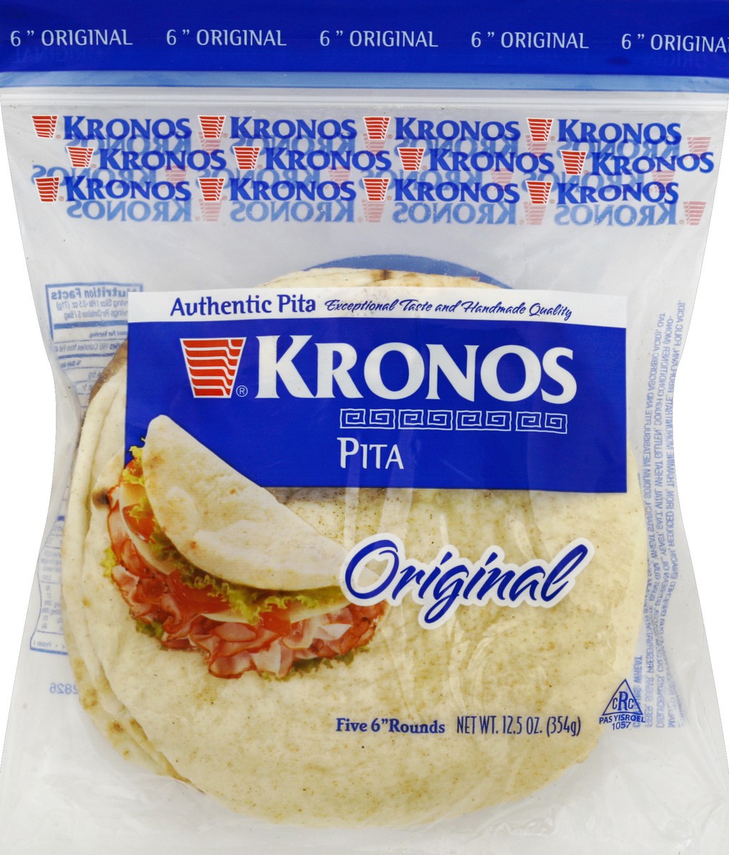 slide 5 of 5, Kronos 6 Inch Handmade Pita Bread, 5 ct