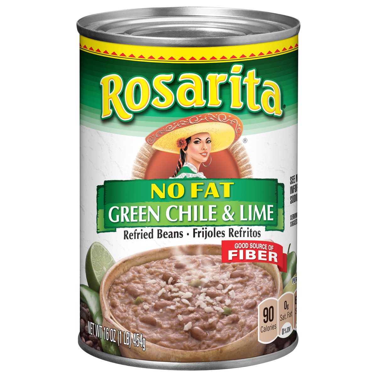 slide 6 of 7, Rosarita No Fat Green Chile & Lime Refried Beans 16 oz, 16 oz