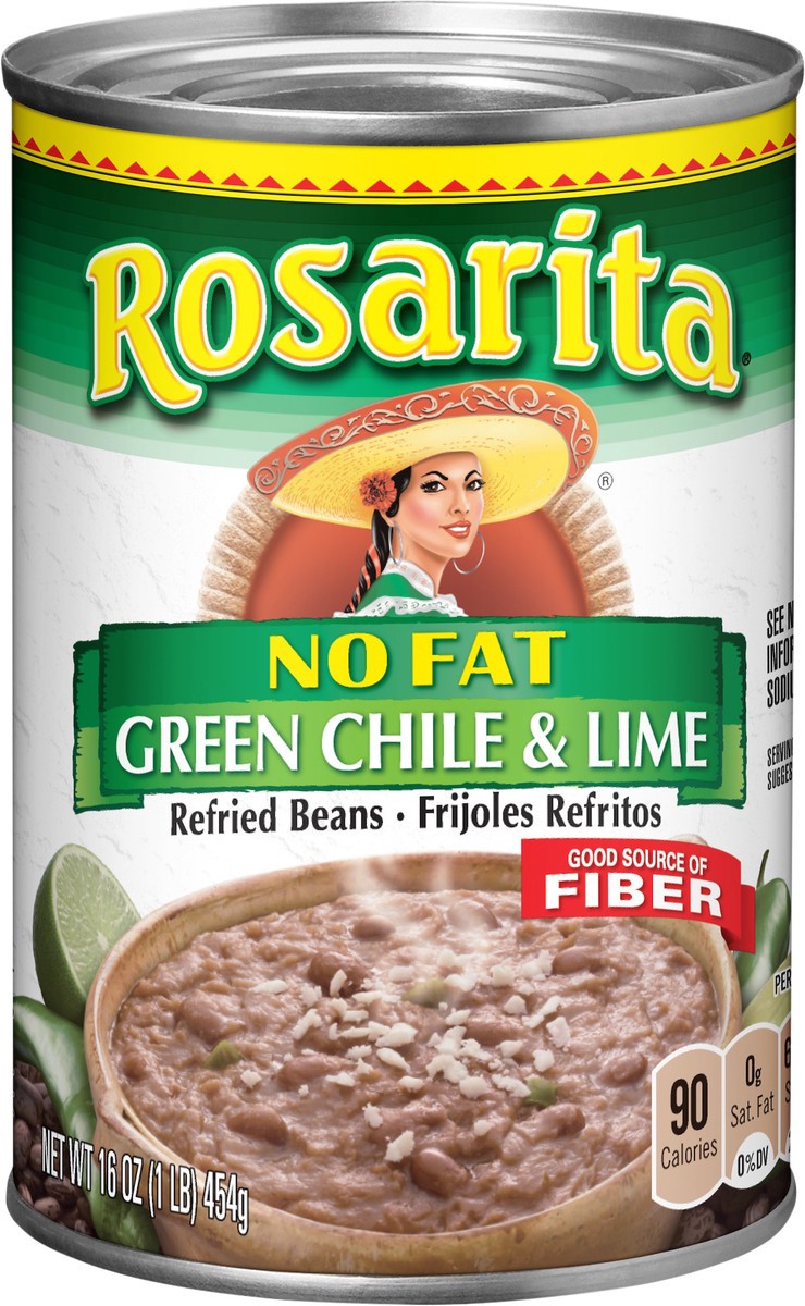 slide 7 of 7, Rosarita No Fat Green Chile & Lime Refried Beans 16 oz, 16 oz