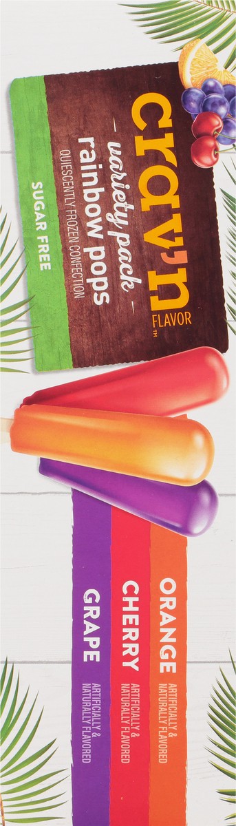 slide 9 of 18, Crav'n Flavor Sugar Free Orange/Cherry/Grape Rainbow Pops Variety Pack 20 ea, 33 fl oz