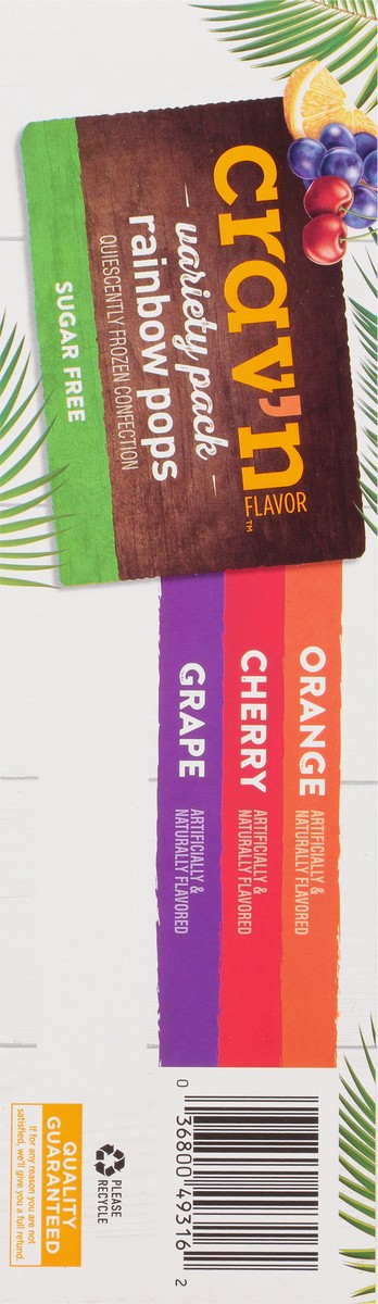 slide 8 of 18, Crav'n Flavor Sugar Free Orange/Cherry/Grape Rainbow Pops Variety Pack 20 ea, 33 fl oz