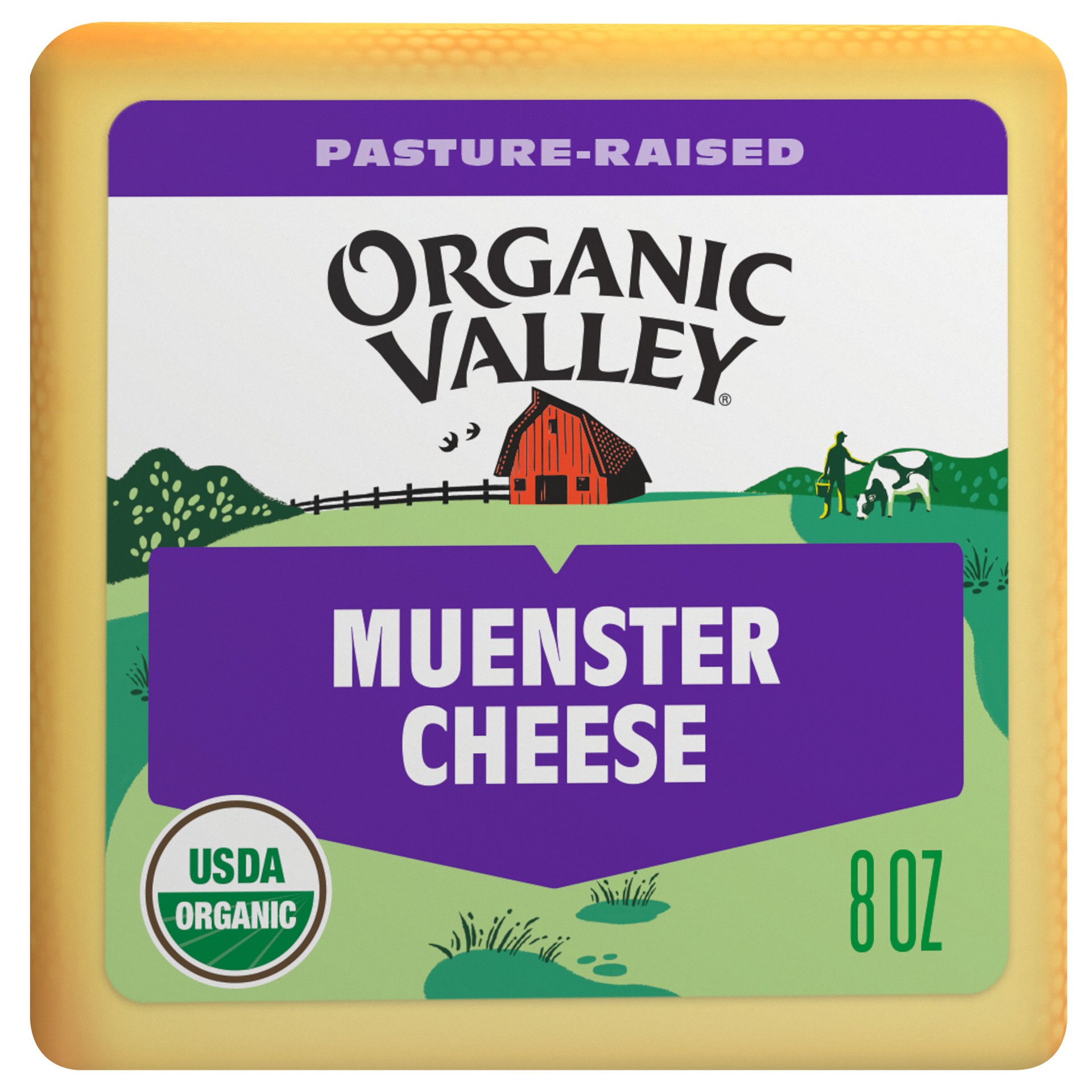 slide 1 of 6, ORGANIC VALLEY Organic Muenster Cheese Block, 8 oz, 8 oz