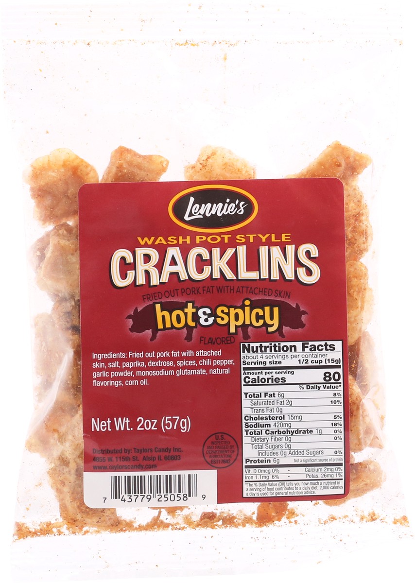slide 11 of 12, Taylor's Wash Pot Style Hot & Spicy Flavored Cracklins 2 oz, 2 oz