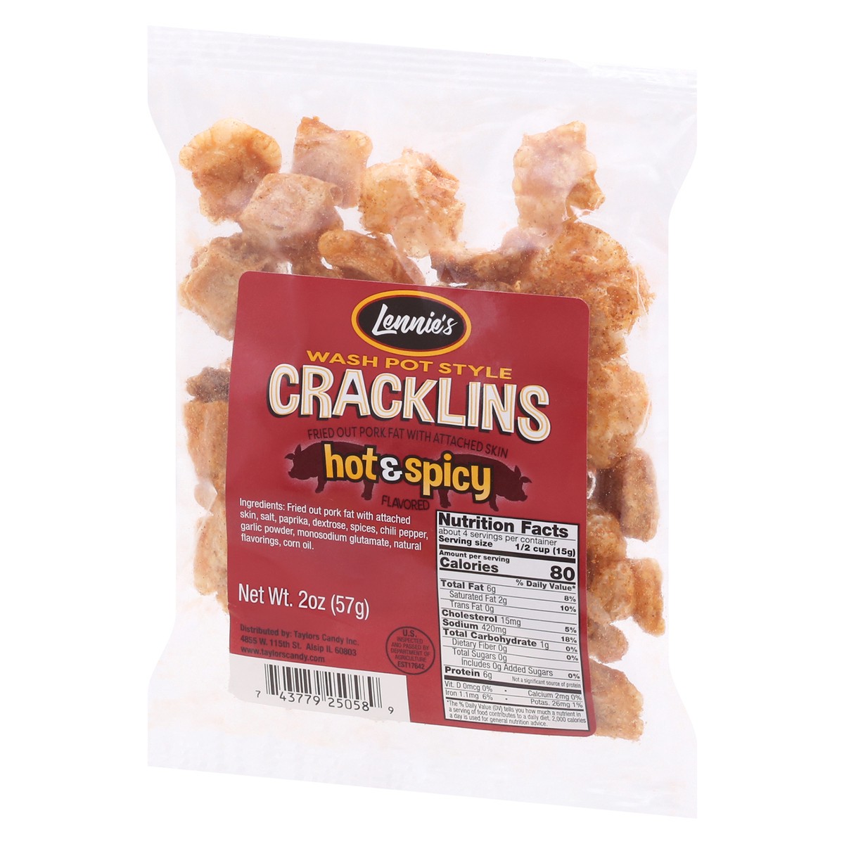 slide 7 of 12, Taylor's Wash Pot Style Hot & Spicy Flavored Cracklins 2 oz, 2 oz