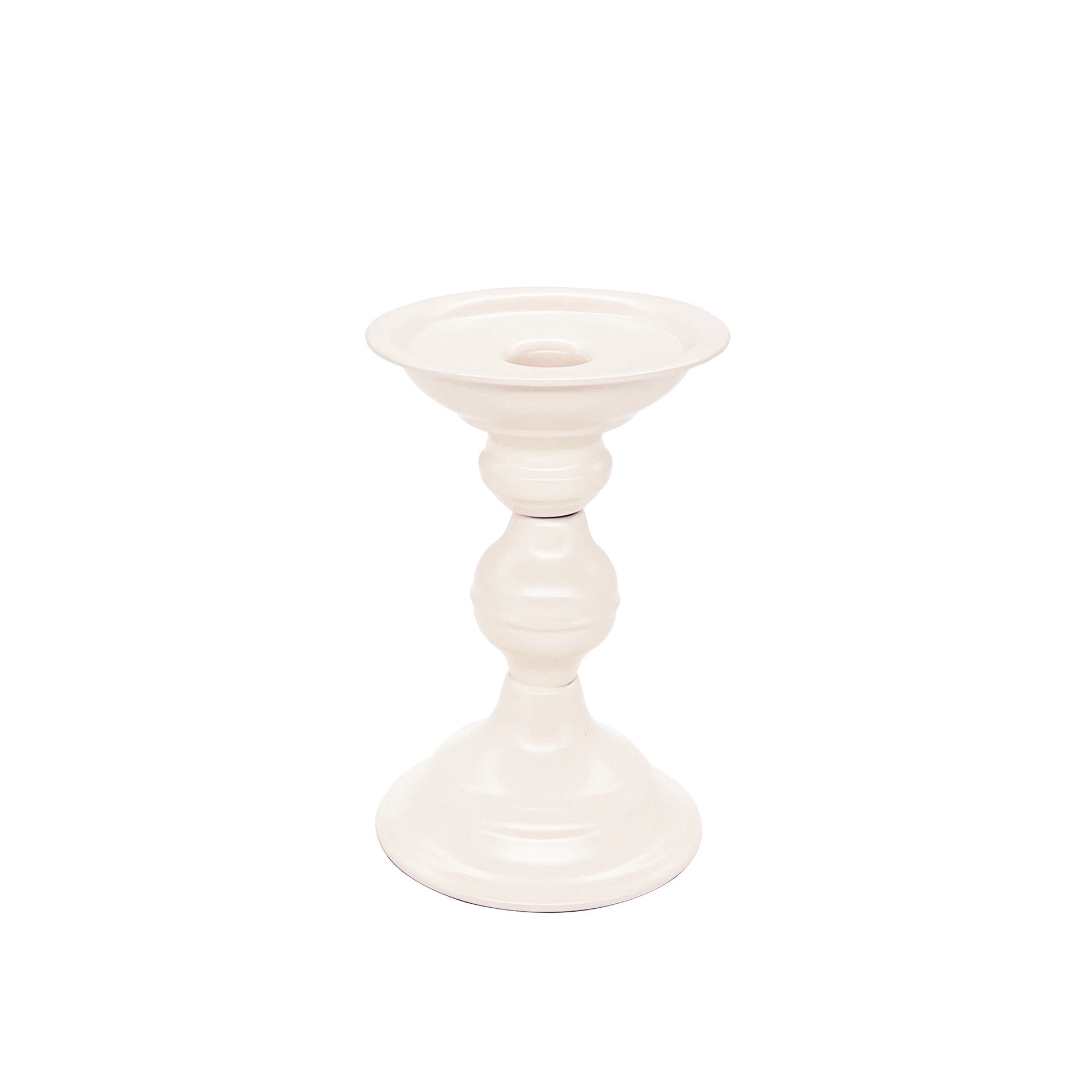 slide 4 of 4, Cream Metal Pillar Candle Holder By Ashland, 3.82 in x 3.82 in x 6.1 in