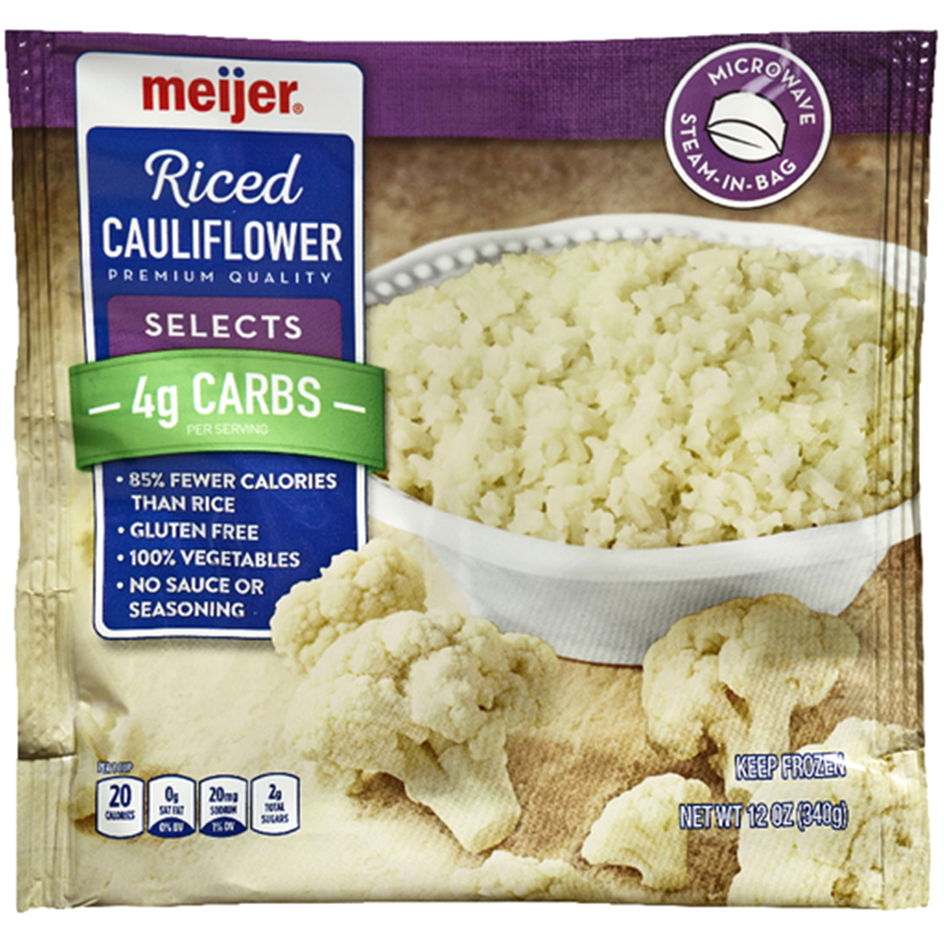 slide 1 of 1, Meijer Microwavable Riced Cauliflower, 12 oz