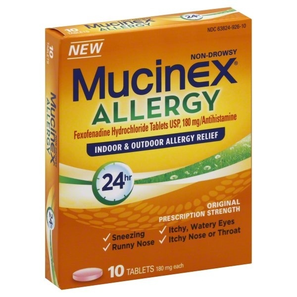 slide 1 of 1, Mucinex Allergy Indoor & Outdoor Allergy Relief, 10 ct; 180 mg