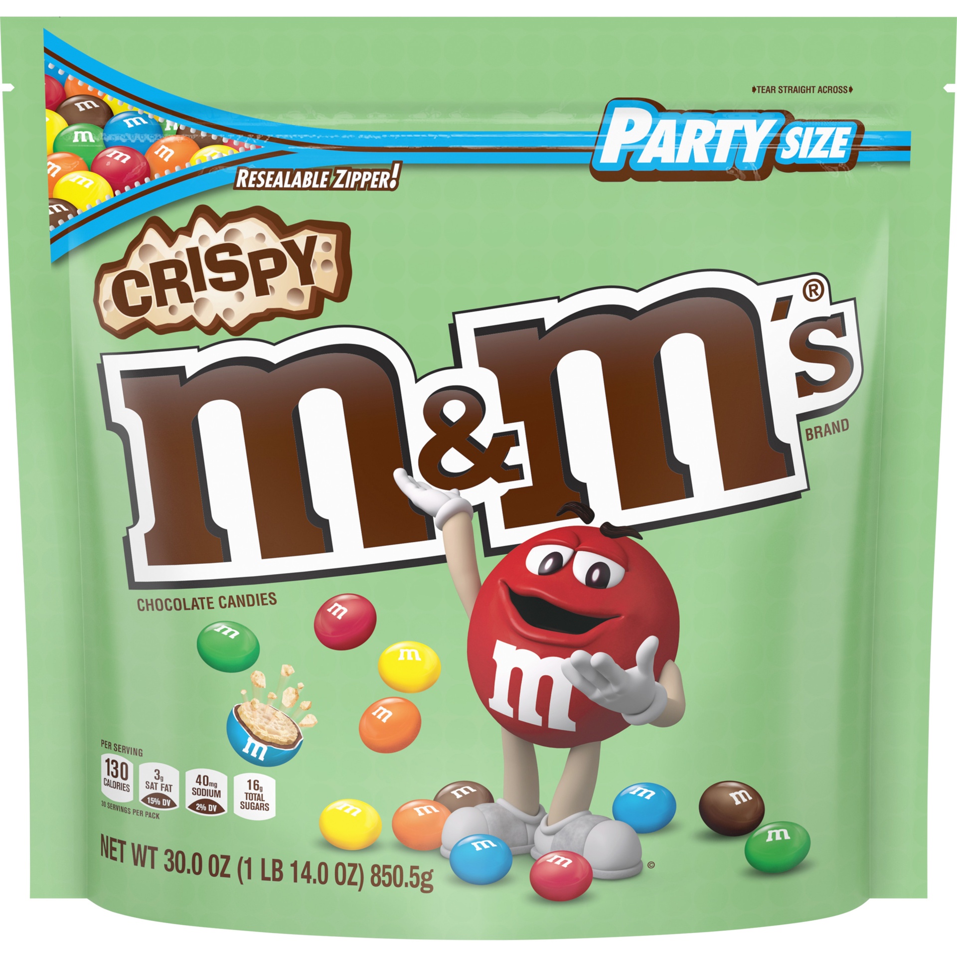 slide 1 of 1, M&M's Crispy Chocolate Candy Party Size, 30 oz
