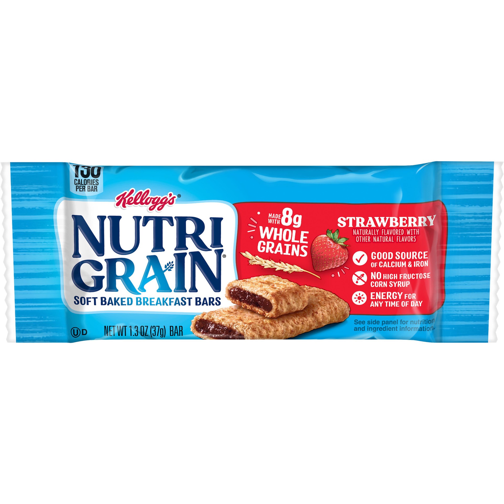 slide 1 of 5, Nutri-Grain Soft Baked Breakfast Bars, Made with Whole Grains, Kids Snacks, Strawberry, 1.3oz Pouch, 1 Bar, 1.3 oz