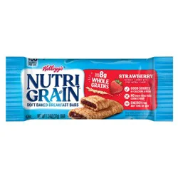 Nutri-Grain Soft Baked Breakfast Bars, Made with Whole Grains, Kids Snacks, Strawberry, 1.3oz Pouch, 1 Bar