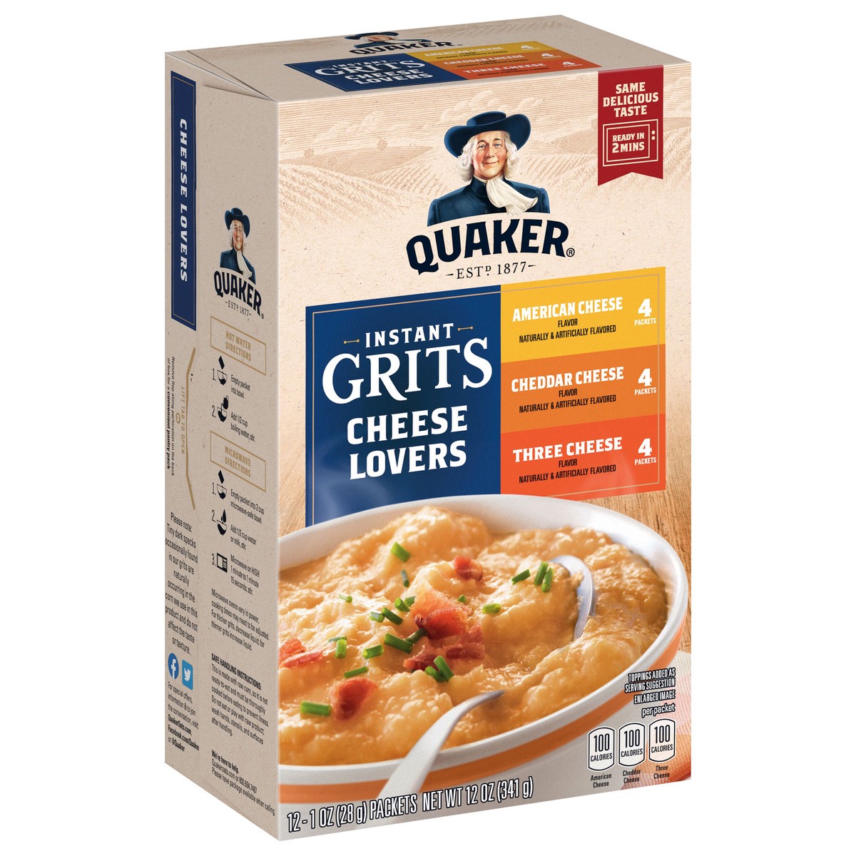 slide 2 of 11, Quaker Instant Grits Cheese Lovers Variety 1 Oz 12 Count, 12 ct